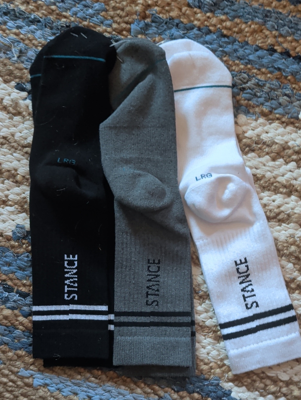 🌸🌸Stance Men's Crew Socks - Black, Gray & White - Picture 3 of 4